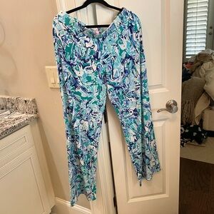 Lilly Pulitzer Lorena Breezy Palazzo Pants In Tropical Elephant size Large